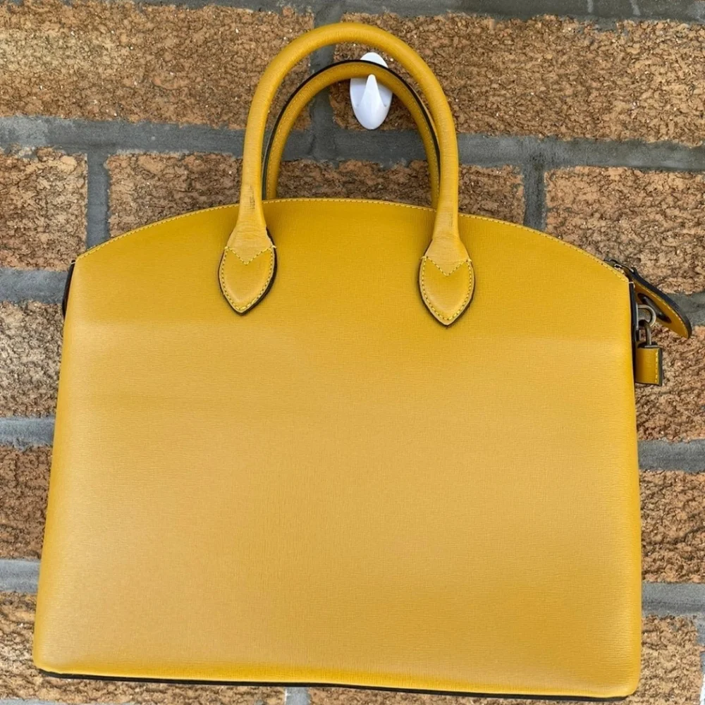 FLOTO MUSTARD YELLOW ITALIAN LEATHER SATCHEL - Picture 3 of 10